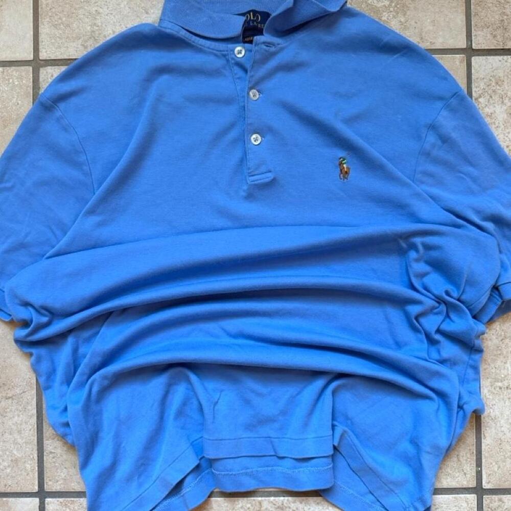 Polo by Ralph Lauren Classic Fit Fit Light Blue Short Sleeve Polo Shirt - Size M